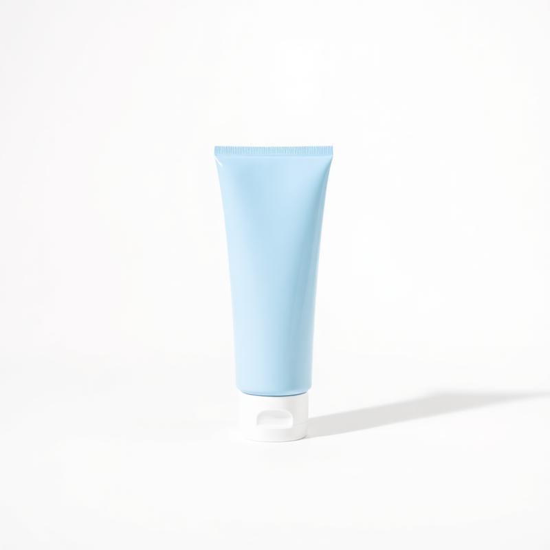 Blue and white squeeze tube of arthritis pain relief gel on a white background