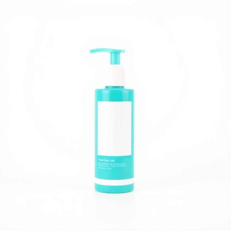Teal pump bottle of cooling pain relief gel on a white background